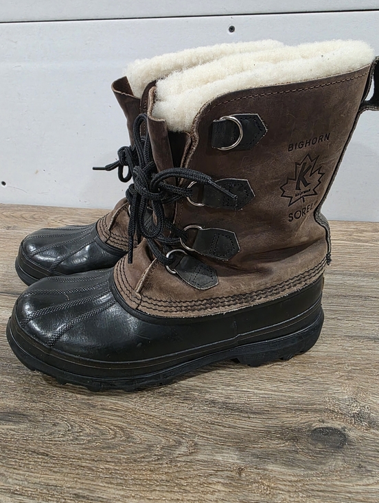 Sorel Boots Mens 9 Brown Leather Big Horn Felt Kaufman Snow Waterproof Winter main image 7